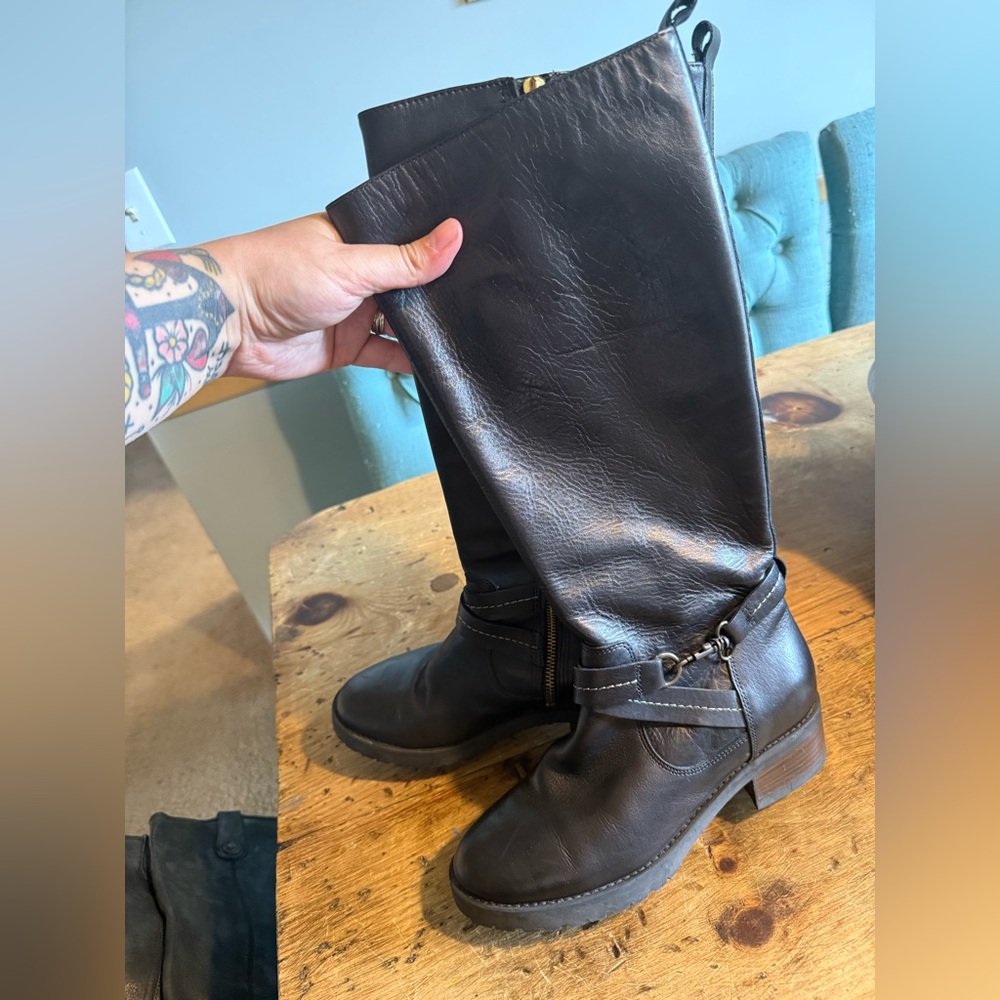 Boden Black Leather Riding Boots
